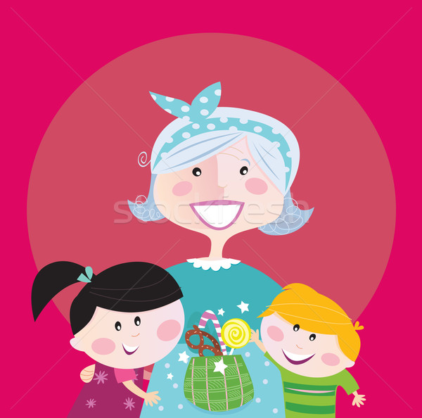 grandmother and granddaughter clipart