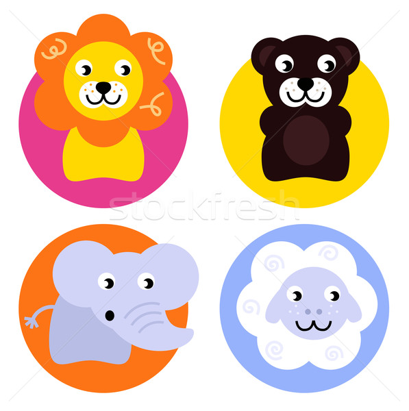 Animal buttons set isolated on white Stock photo © lordalea