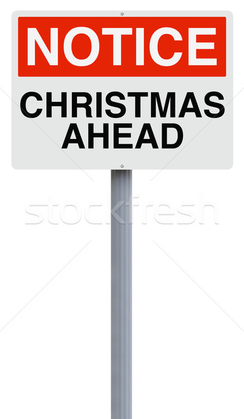 Christmas vooruit teken vakantie verkeersbord Stockfoto © lorenzodelacosta