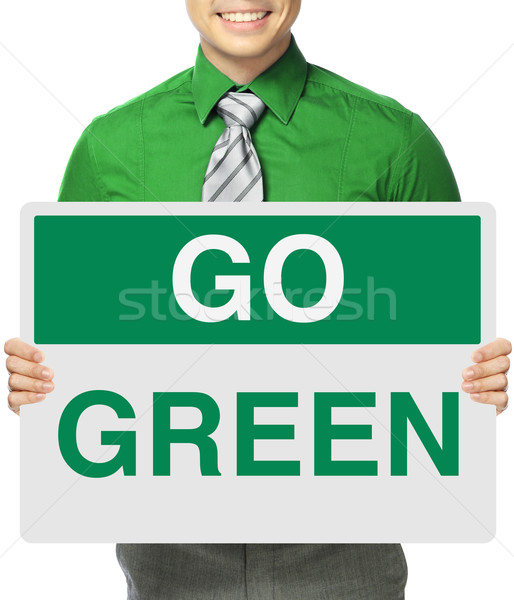 Groene man teken milieu bericht Stockfoto © lorenzodelacosta
