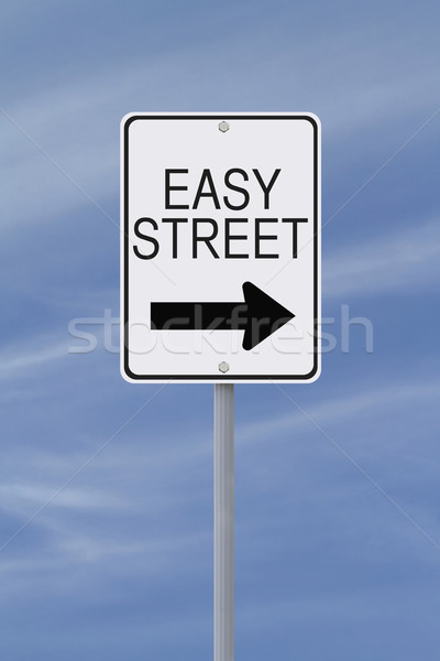 簡単 通り 道路標識 青空 することができます ストックフォト © lorenzodelacosta