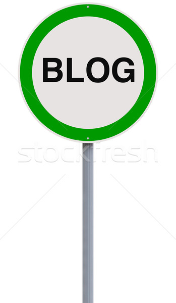 Blogging dozwolony znak drogowy podpisania sieci zielone Zdjęcia stock © lorenzodelacosta