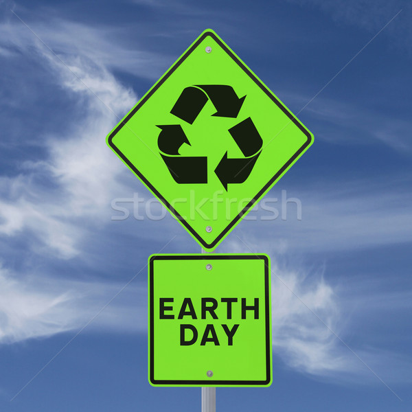 Zapisać ziemi znak drogowy środowiskowy świadomość Zdjęcia stock © lorenzodelacosta
