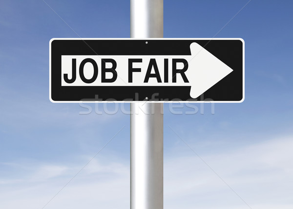 Job fairen auf diese Weise blau Schild Stock foto © lorenzodelacosta