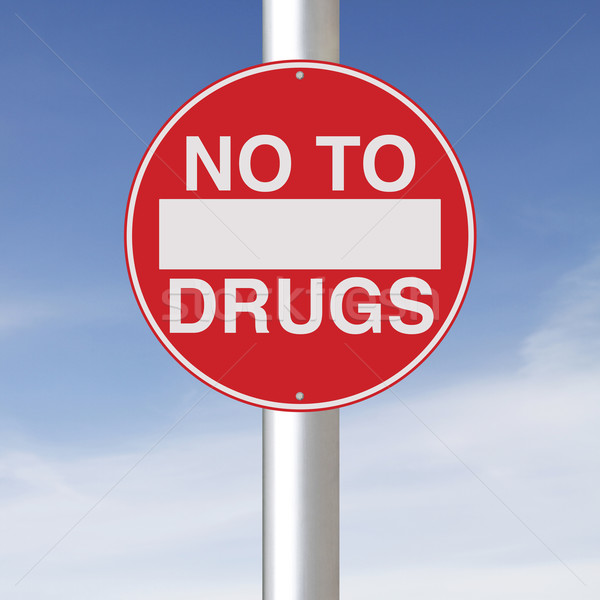 Geen drugs verkeersbord hemel teken Blauw Stockfoto © lorenzodelacosta