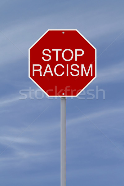 Stoppen Rassismus Stoppschild Zeichen blau Konzept Stock foto © lorenzodelacosta