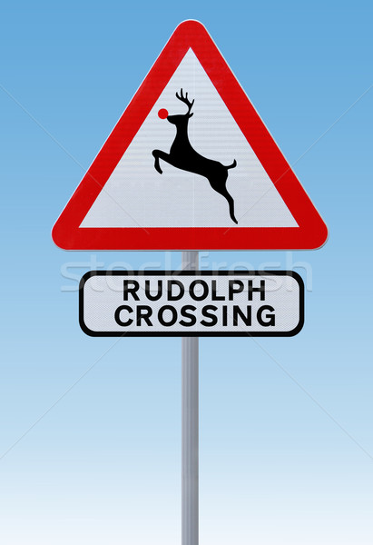 Rudolph Crossing Christmas Road Sign  Stock photo © lorenzodelacosta