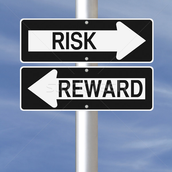 Stock fotó: Kockázat · jutalom · egyirányú · jelzőtáblák · felirat · kék