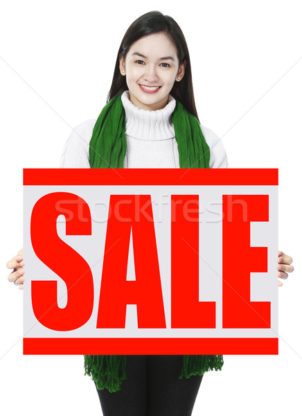 [[stock_photo]]: Noël · vente · femme · vêtements · chauds