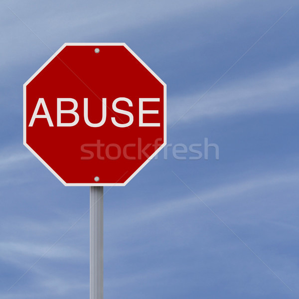 Erőszak stoptábla égbolt felirat kék piros Stock fotó © lorenzodelacosta