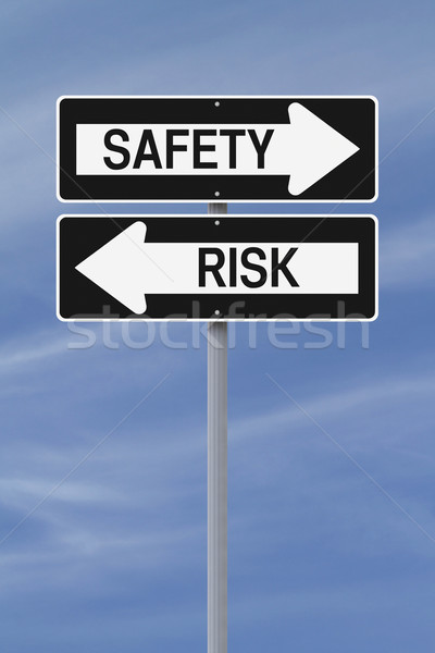 Foto stock: Segurança · risco · rua · sinais · azul