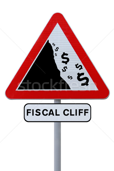 Fiscale klif verkeersbord witte geld financieren Stockfoto © lorenzodelacosta