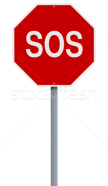 Sos stoptábla felirat stop vészhelyzet jelzőtábla Stock fotó © lorenzodelacosta