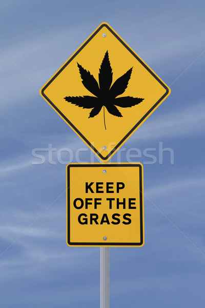 марихуаны лист дорожный знак Blue Sky дороги Сток-фото © lorenzodelacosta