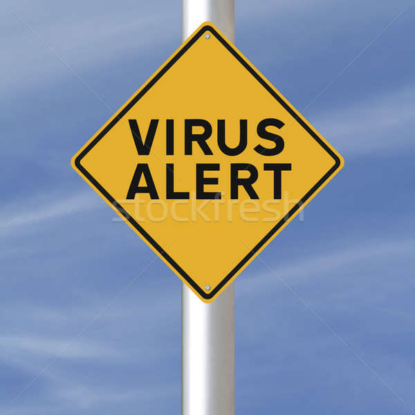Virus avvisare cartello stradale allarme computer segno Foto d'archivio © lorenzodelacosta