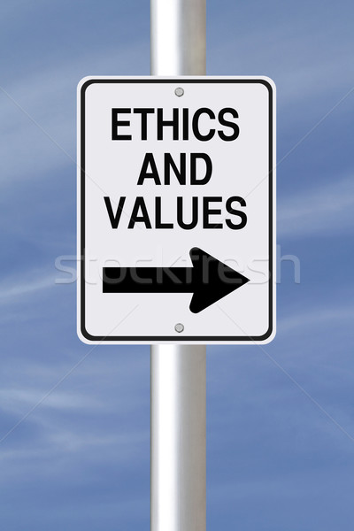 Ethik Werte Straßenschild Business Himmel Stock foto © lorenzodelacosta