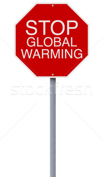 Durdurmak küresel isınma dur işareti kırmızı çevre kavram Stok fotoğraf © lorenzodelacosta