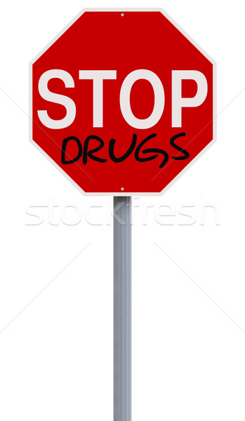 Durdurmak ilaçlar dur işareti ilaç taciz imzalamak Stok fotoğraf © lorenzodelacosta