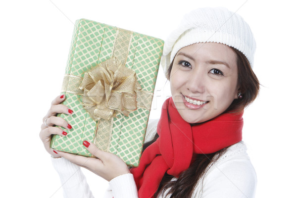 Jonge dame aanwezig jonge vrouw geschenk Stockfoto © lorenzodelacosta