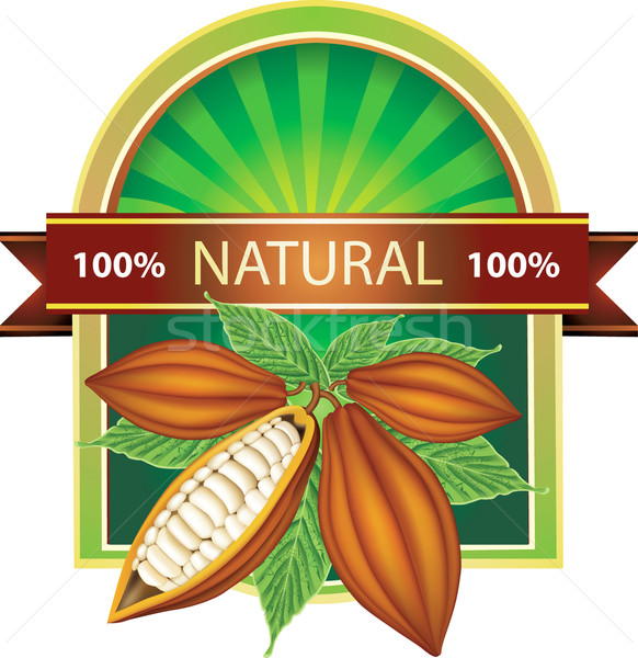 Label with cocoa beans 100% natural product Stock photo © lossik