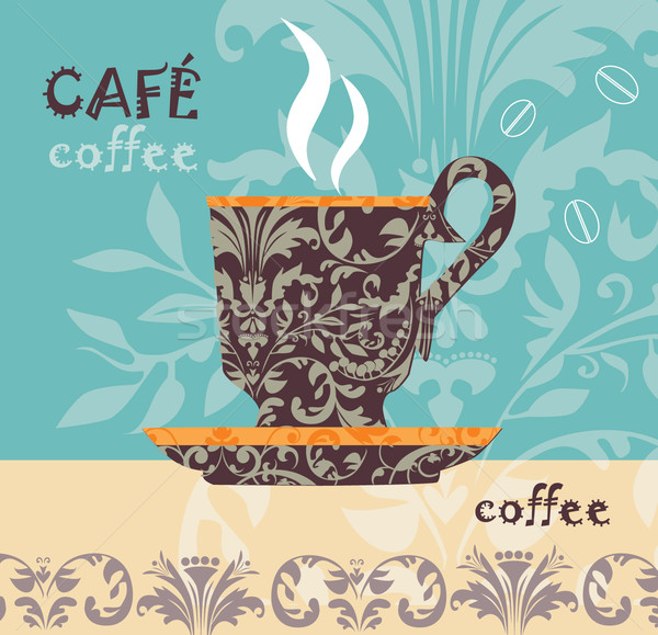 Vektor kávé füst reggeli csésze forró Stock fotó © lossik