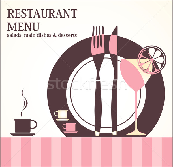 餐廳 菜單 設計 舞會 酒吧 藍色 商業照片 © lossik