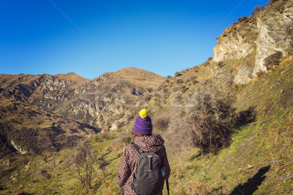 Femenino caminante luz de la luna tema Nueva Zelandia cielo Foto stock © lostation