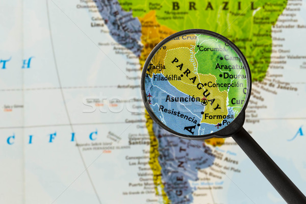 карта республика Парагвай увеличительное стекло город Мир Сток-фото © lostation