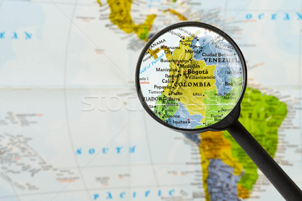 карта республика Колумбия увеличительное стекло город Мир Сток-фото © lostation
