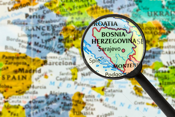 Karte Bosnien-Herzegowina Lupe blau weiß Suche Stock foto © lostation