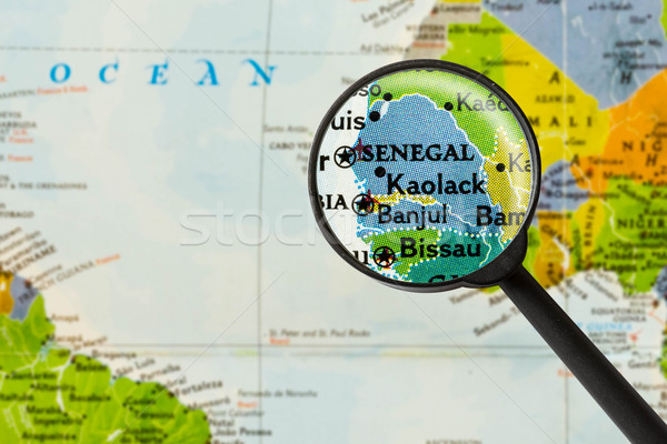Térkép köztársaság Szenegál város üveg szín Stock fotó © lostation