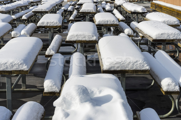 tables and chairs covered with snow Stock photo © lostation