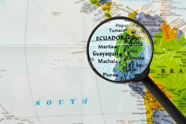 Térkép köztársaság Ecuador nagyító város üveg Stock fotó © lostation