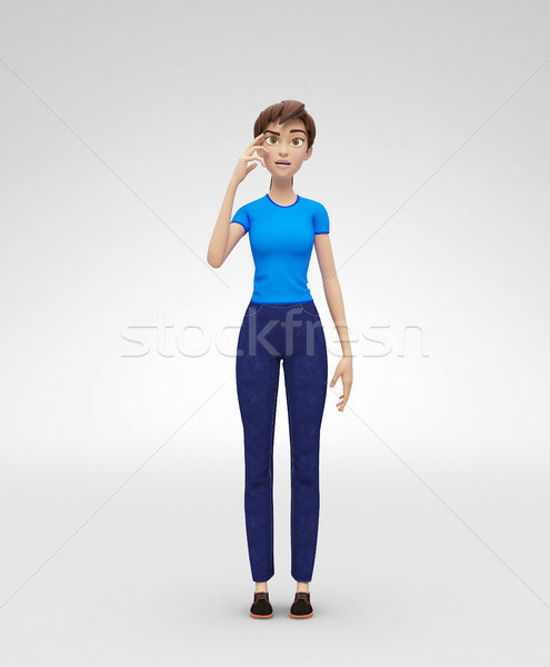 Lost and Concerned Psychic Jenny - 3D Character - Challenged by Problem, Serious Stock photo © Loud-Mango