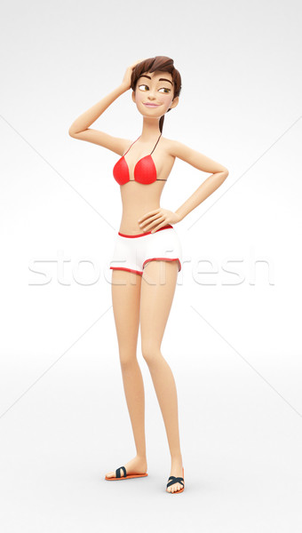 Flörtöl mosolyog álomszerű 3D karakter külső Stock fotó © Loud-Mango