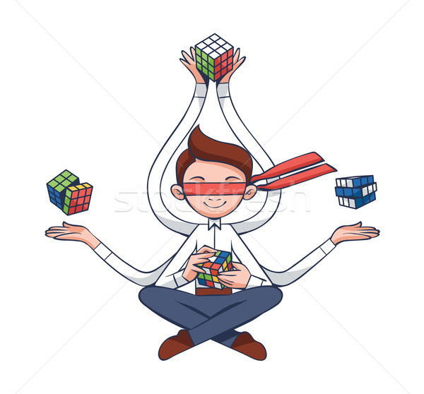 Problem Solving, Meditation, Yoga Concept  - IT Professional in Flat Vector Stock photo © Loud-Mango