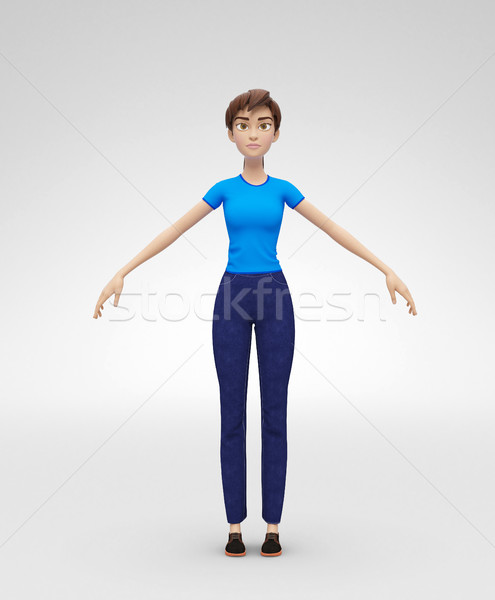 Statik 3D karikatür kadın karakter model Stok fotoğraf © Loud-Mango