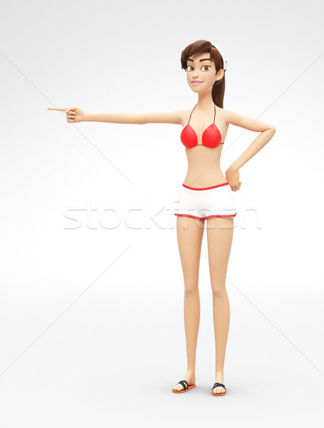 Szczęśliwy przyjazny 3D charakter wskazując palec Zdjęcia stock © Loud-Mango