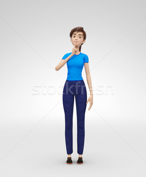 Dikkatli 3D karakter gizli kalmak Stok fotoğraf © Loud-Mango