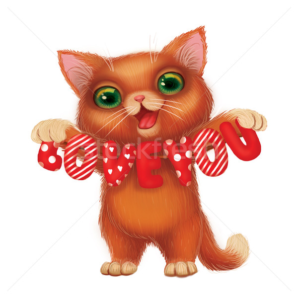 Bonitinho sorridente gatinho coração assinar Foto stock © Loud-Mango