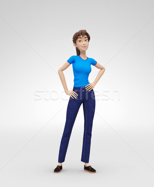 Arrogant, Swaggering and Cynical Jenny - 3D Character Smirking Stock photo © Loud-Mango