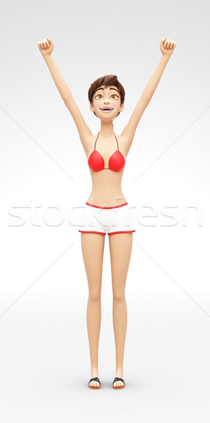 Uśmiechnięty udany 3D cartoon kobiet charakter Zdjęcia stock © Loud-Mango