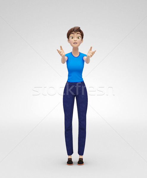 Vulnerable, Sad and Helpless Jenny - 3D Character - Extends Hands Begs For Help Stock photo © Loud-Mango