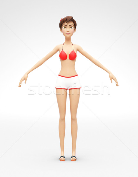 Static Jenny - 3D Cartoon Female Character Model - Appears in Golden Ratio Pose Stock photo © Loud-Mango