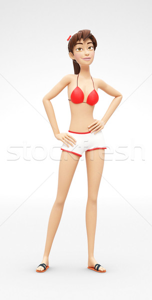Arrogant, Swaggering and Cynical Jenny, 3D Cartoon Female Character Model Smirk Stock photo © Loud-Mango