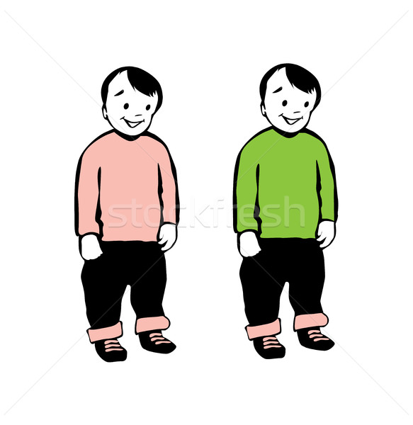 Twins Brothers Character Icon Smiling Silhouettes in Minimalist Vector Stock photo © Loud-Mango