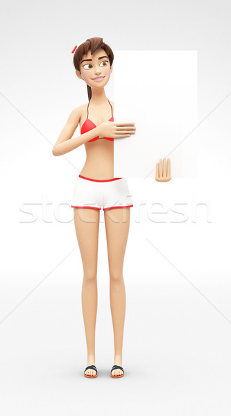 Blank Product Poster and Banner Mockup - Smiling And Happy 3D Bikini Character Stock photo © Loud-Mango