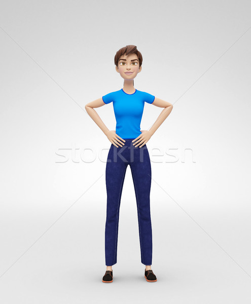 Figyelmes eljegyezve 3D karakter renderelt lezser Stock fotó © Loud-Mango