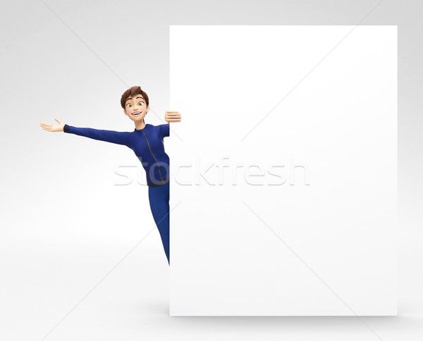 Blank Product Billboard and Banner Mockup Announced by Smiling and Happy Jenny Stock photo © Loud-Mango