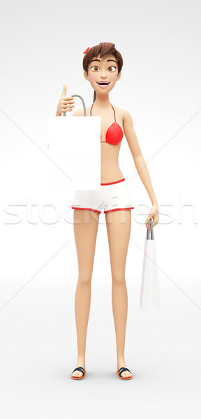 Torbę na zakupy uśmiechnięty szczęśliwy 3D bikini Zdjęcia stock © Loud-Mango